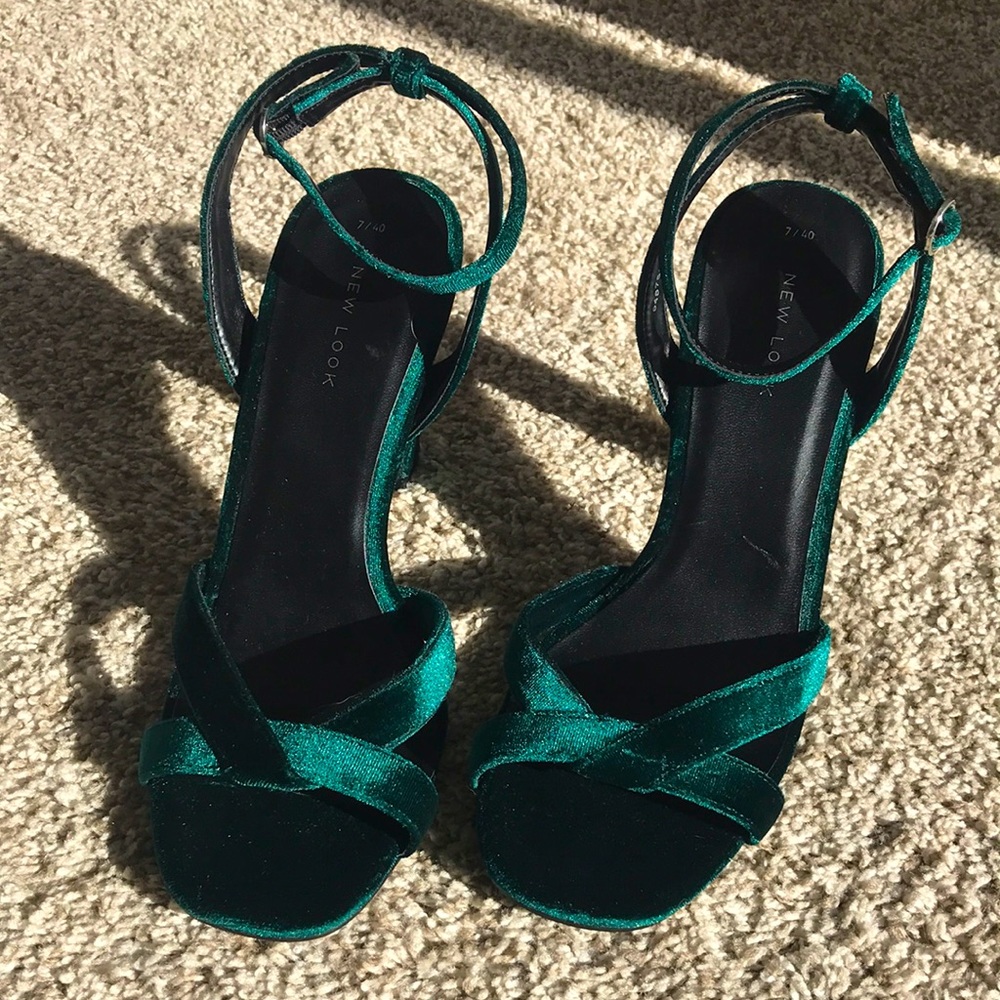 Green velvet heels